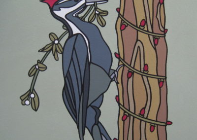 "Festive Birds: Woodpecker" 2016 6"x6"