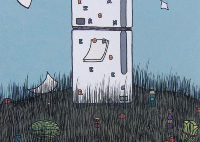 "Refrigerator On Hill" 2008 8"x8" Sold