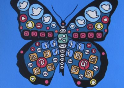 "Social Butterfly" 2017 6"x6" Sold